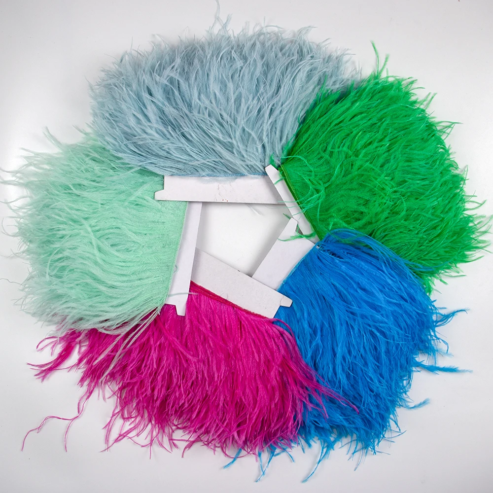 

Beautiful Fluffy Ostrich Feather Trim Single Monolayer Height 10-15cm Soft Plumes Fringe Ribbon for Wedding Dress Decorative 1M