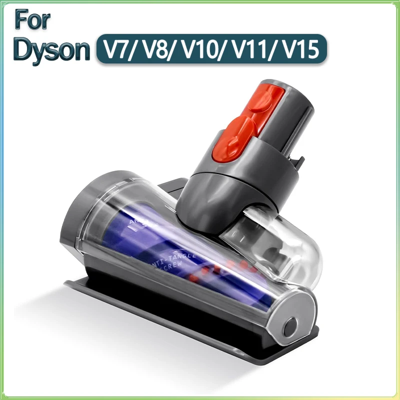 1pc mini cabeça de escova motorizada para dyson v7 v8 v10 v11 v15 limpador, ferramenta de estofamento de liberação rápida, plástico durável & poliéster