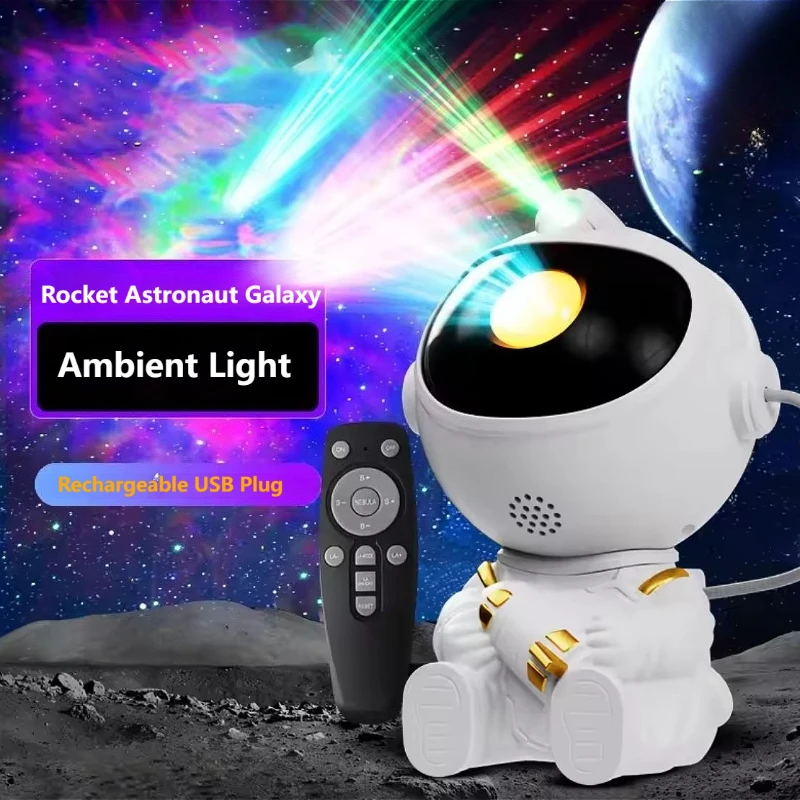 Proiettore di luce galassia Novità Razzo Astronauta Proiettore galassia Luce notturna Lampada da proiezione per camera da letto Luce galassia Regali per bambini
