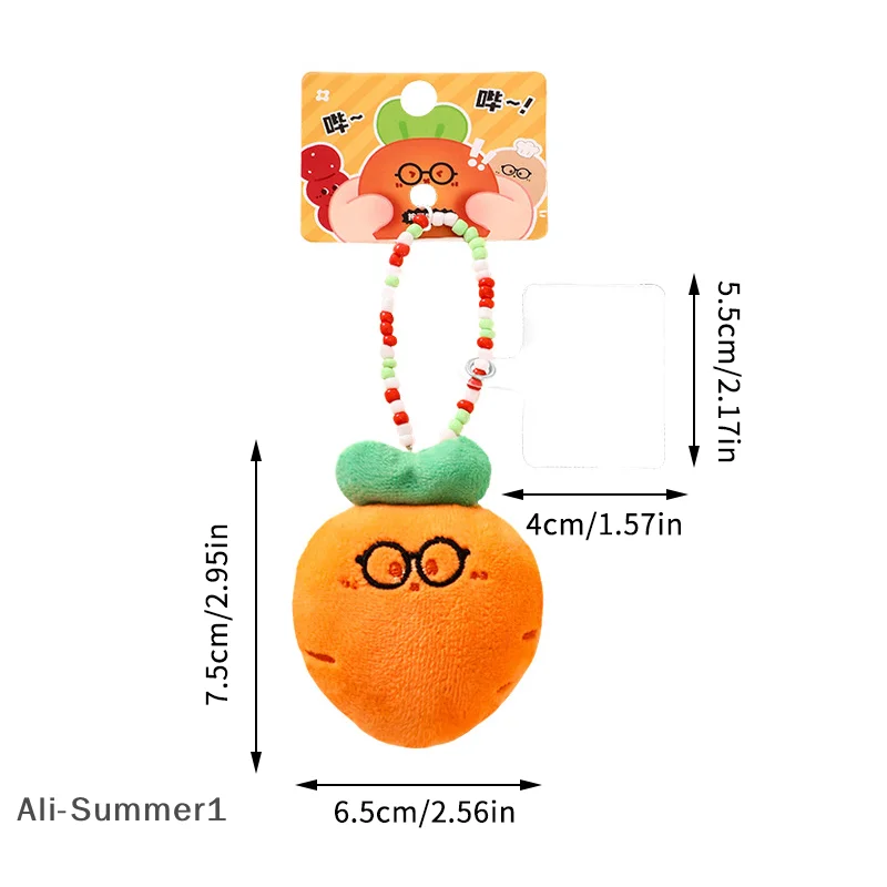 【E】Tomato Carota Peluche Catena per telefono con perline Verdure dei cartoni animati Portachiavi per bambola di pezza morbida Portachiavi per auto Zaino Borsa Decor Regalo per bambini