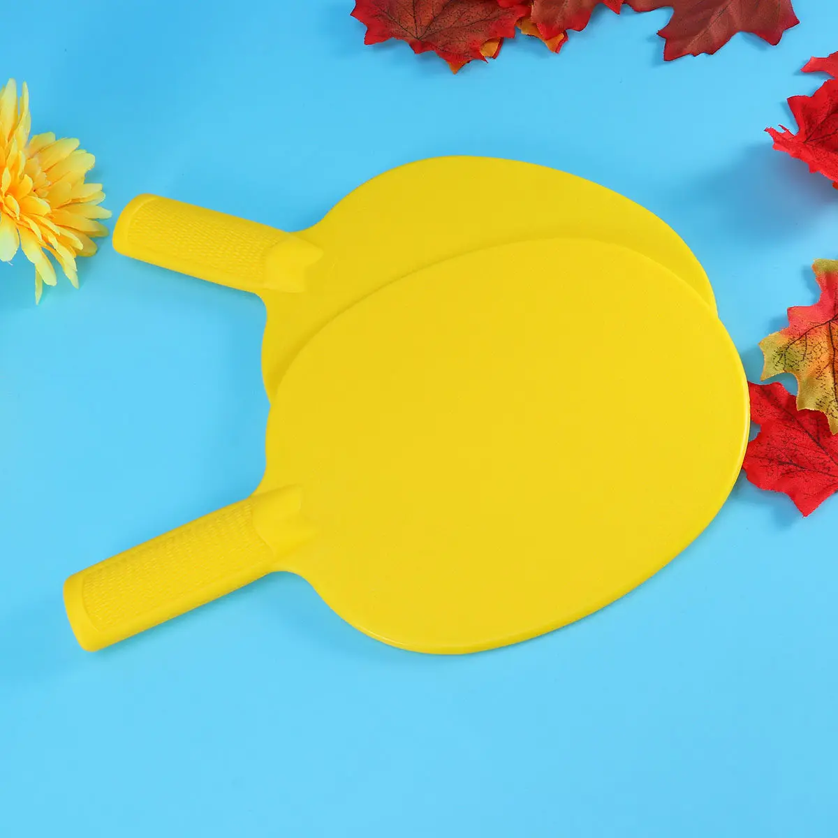 

1Pair Table Tennis Paddle Plastic Wear-Resistant Racket with Anti-Slip Grip Ideal for Kayak Paddles Practice Yellow