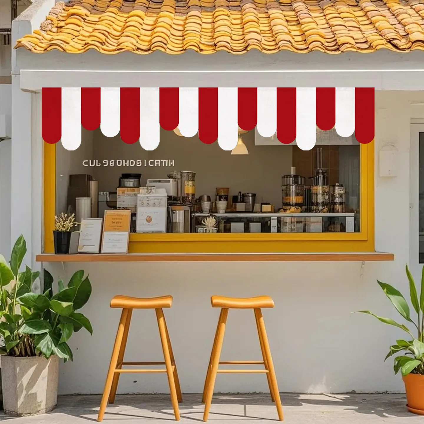 VIKAMA Custom Valance Curtain, Storefront Banner Half Curtain for Coffee Shop Bar Cafe Restaurant Kitchen