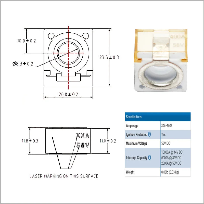 Single Bolt Fuse 100A Fuse Block For Desert Use Build Stainless Steel Construction Low Impedance Design Single