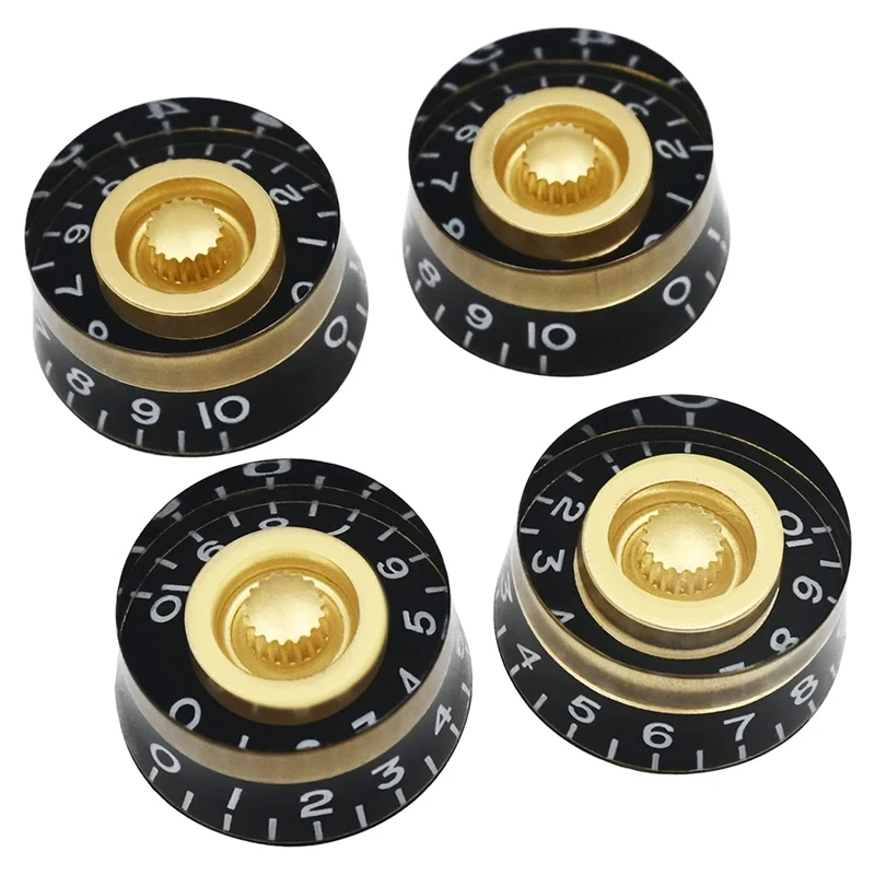 4Pcs Volume Tone Speed Control Knobs for Les Paul LP Style Bass Electric Guitar Parts, Transparent Golden