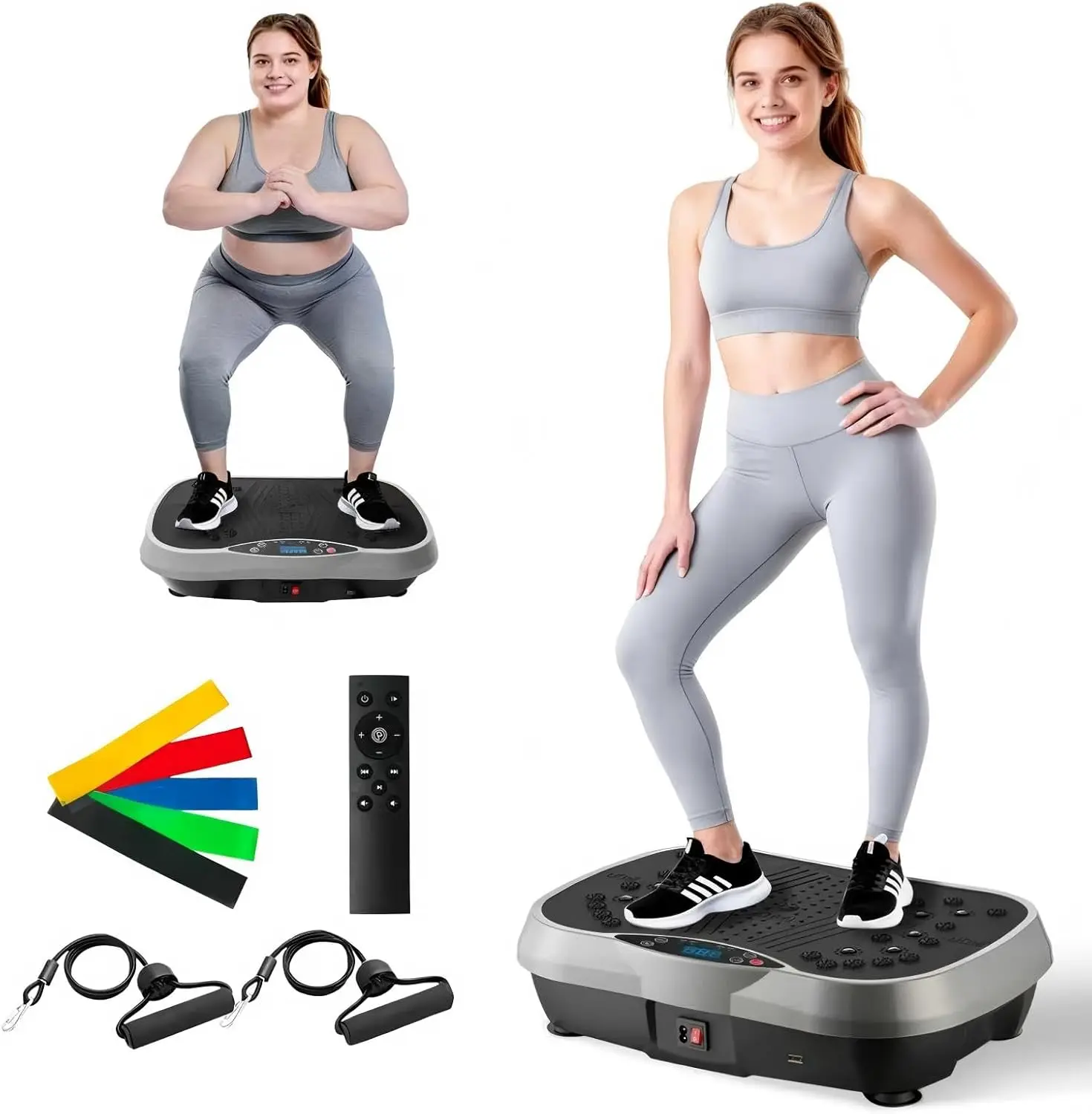 

Vibration Plate Exercise Machine, 10 Modes & 200-Level Platform for Weight Loss, Full Body Workout with Resistance Bands