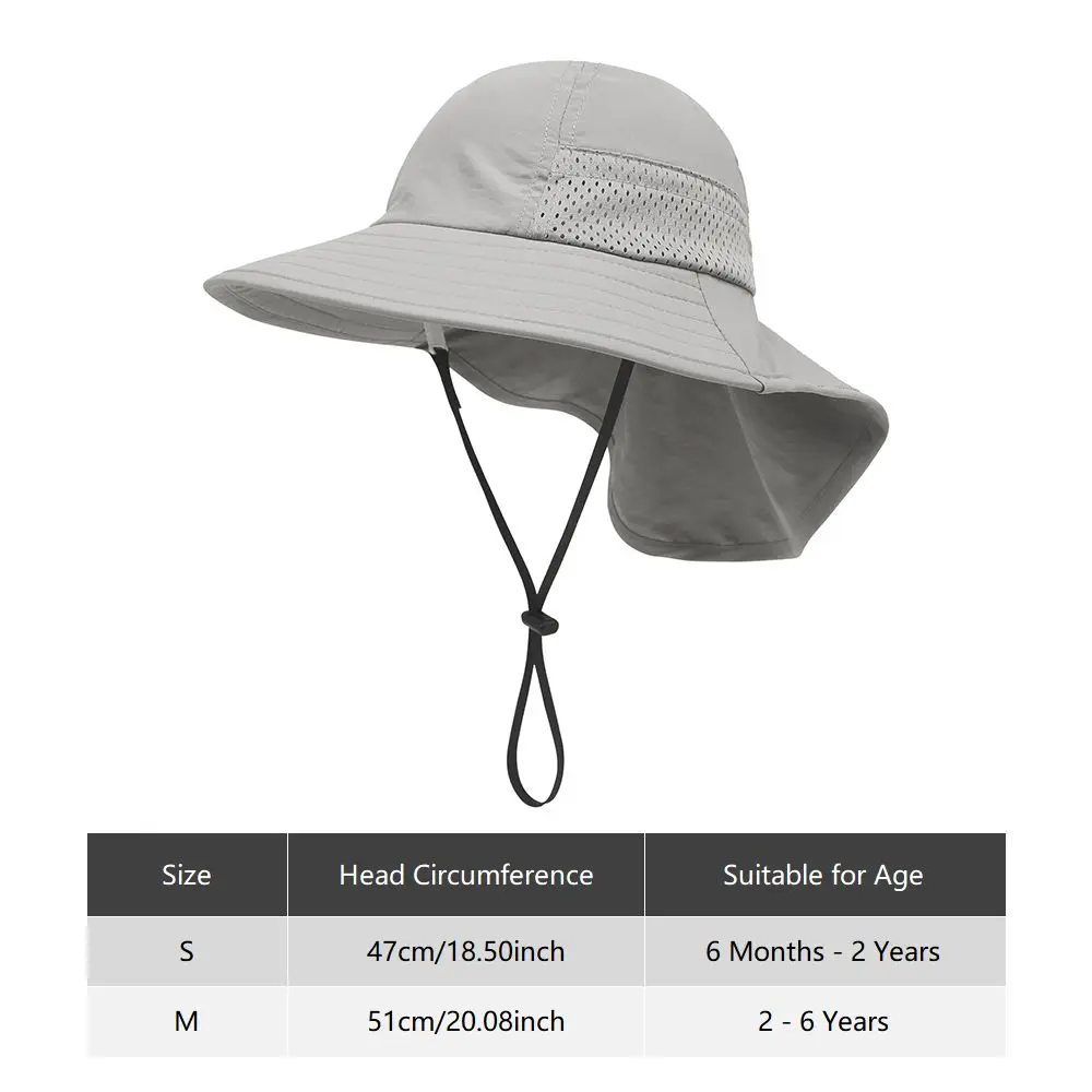 Summer Large Brim Breathable Adjustable Beach Play Hat with Neck Flap Kids Sun Hat Sun Protection Hat