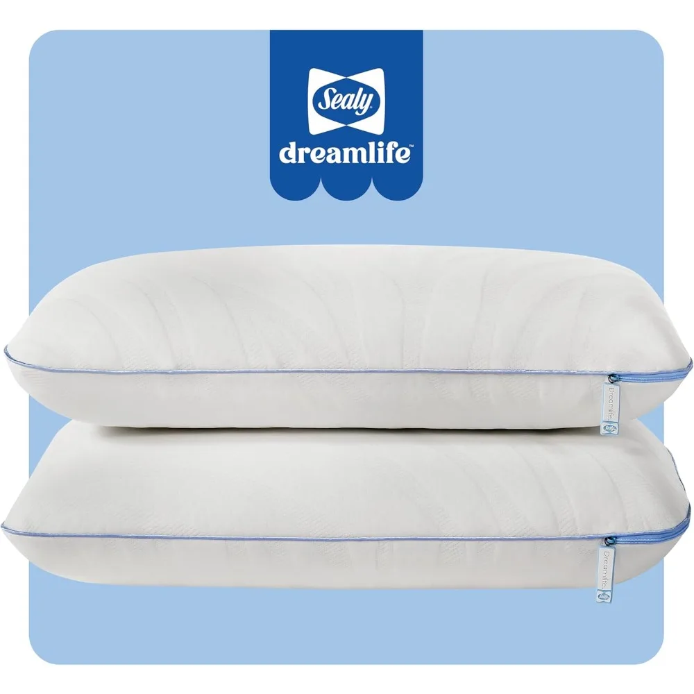 

Queen Size Cooling Memory Foam Pillow with Removable Washable Cover, 2-Pack White