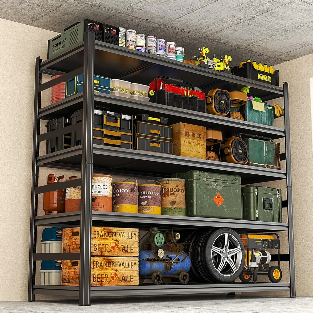 

87" H Garage Shelving 5 Tier Storage Shelves Heavy Duty 3800LBS Adjustable Shelf Unit Metal Garage Shelving for Warehouse Indust