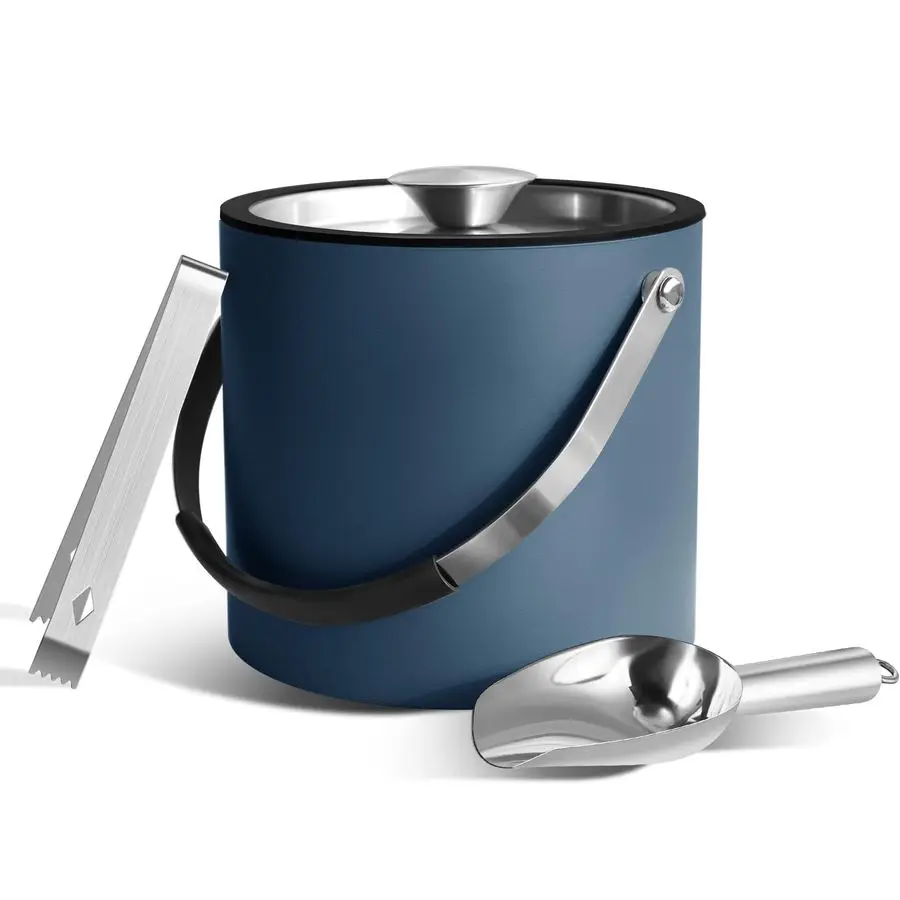

Ice Bucket with Silicone Lid, Scoop, Tongs amp Strainer, Stainless Steel Double Wall Insulated Ice Buckets for Parties amp Cockt