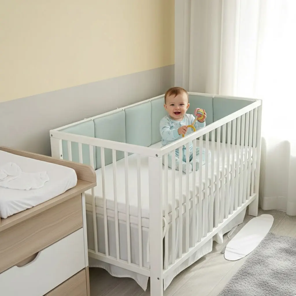 

Дышащий комплект бамперов для кроватки новорожденных | Мягкая подкладка для кровати с защитой от столкновений | Защитная пленка для детской комнаты