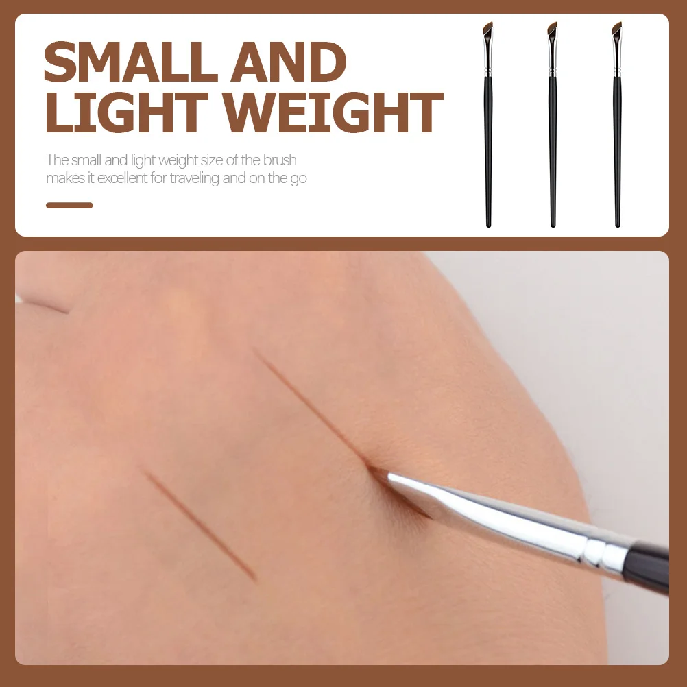 

3pcs Eyebrow Brush Set Small Lightweight Angled Concealer Eyeshadow Liner Tool For Women Travel Makeup Application
