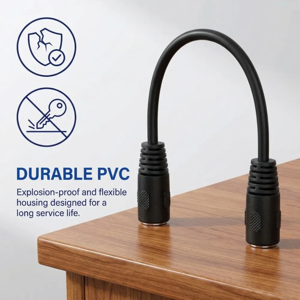 Pure Copper Core DIN 8Pin Female to Female Adapter Flexible PVC Audio Signal Cable 0.2m/0.66ft Plug and Play