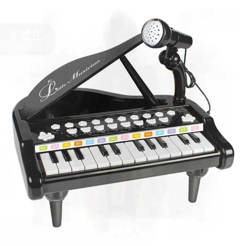 BAOLI Kleines Klavierspielzeug für Kinder mit Mikrofon, Rosa/Blau/Schwarz/Weiß, Früherziehung, Musikinstrument für Babys, Mädchen, Geschenk