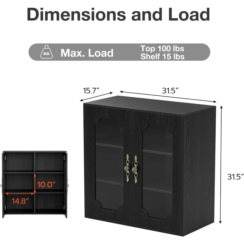 Mueble para cafetería con estantes ajustables, mueble para licores con textura de madera, aparador moderno para buffet.
