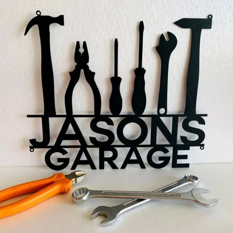 Custom Metal Garage Sign Custom Name Garage Location Metal Wall Art Mechanic Workshop Sign Man Cave Decor Father's Day Gif