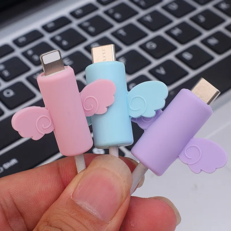 Universal Cartoon Charger Cable Winder Mobile Phone Data Line Cord Cable Protector Cover Charging Wire Head Protection Cord Hold