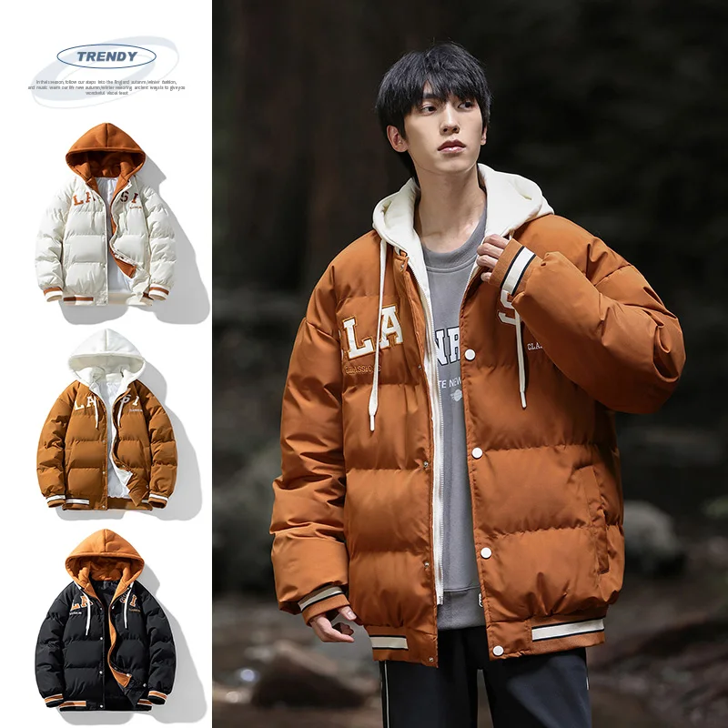 

Мужские свободные толстые парки с капюшоном, одежда для пар, пальто, зимние мужские теплые парки, куртка, пальто, однотонная повседневная непромокаемая верхняя одежда с капюшоном