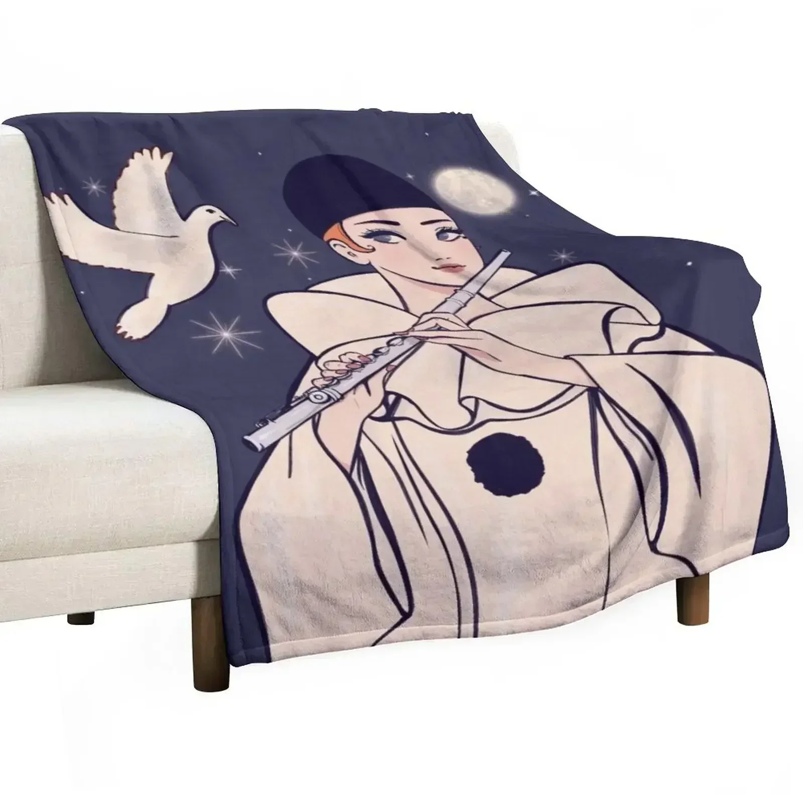 Pierrot playing flute Throw Blanket Luxury St Quilt bed plaid Sofa Throw Blankets For Bed Decorative Beds Blankets