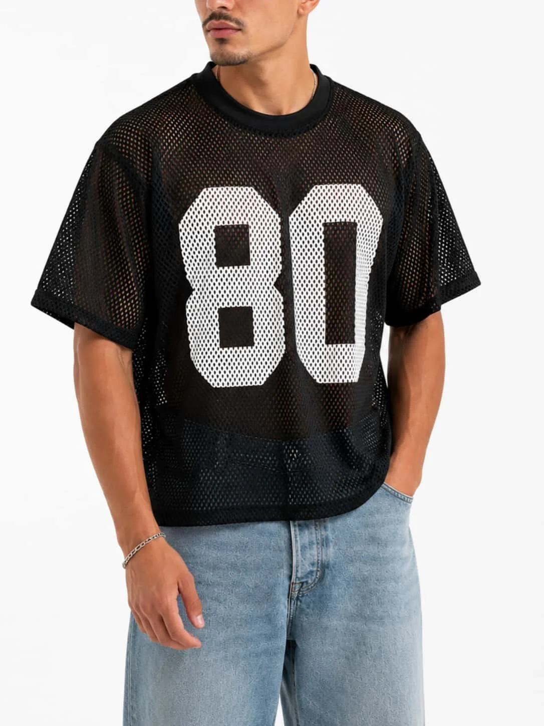 American Retro Mesh Jersey Men's and Women's Loose Oversized Breathable Short Sleeved T-shirt Y2K Street Hip-hop Sports Top