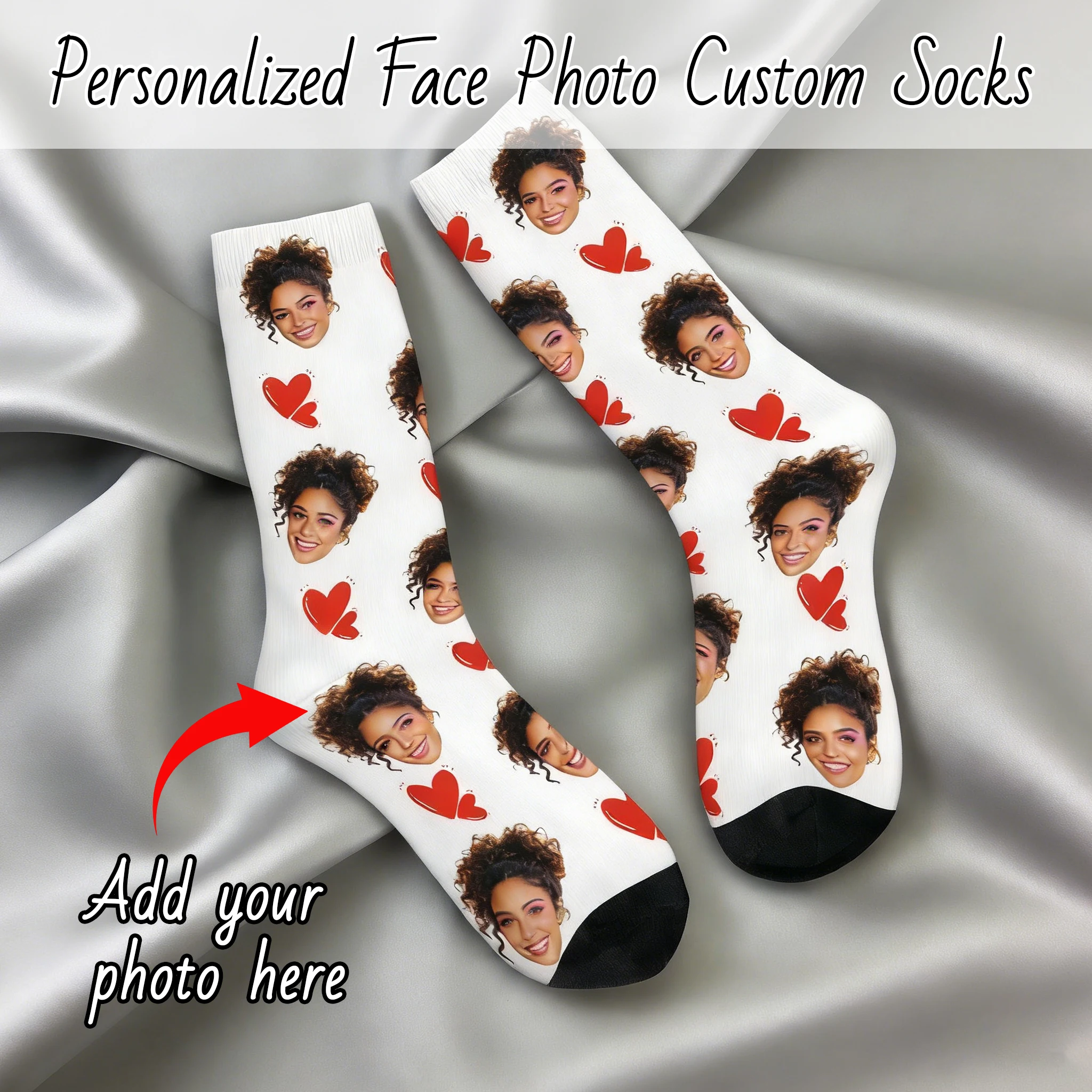 

Personalized funny face socks custom photo face socks as a gift for dad mom friends adult patterned socks