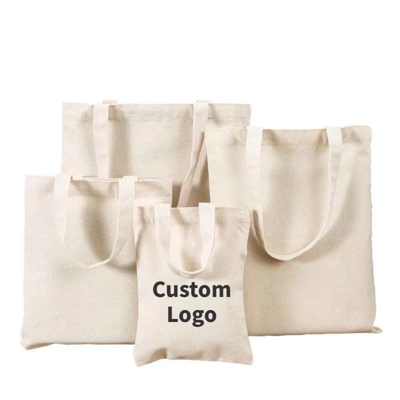 Custom , Promotional Personalized Blank Plain Cotton Canvas Bags Reusable Shopping Cotton Tote Bags With Custom Printed Logo