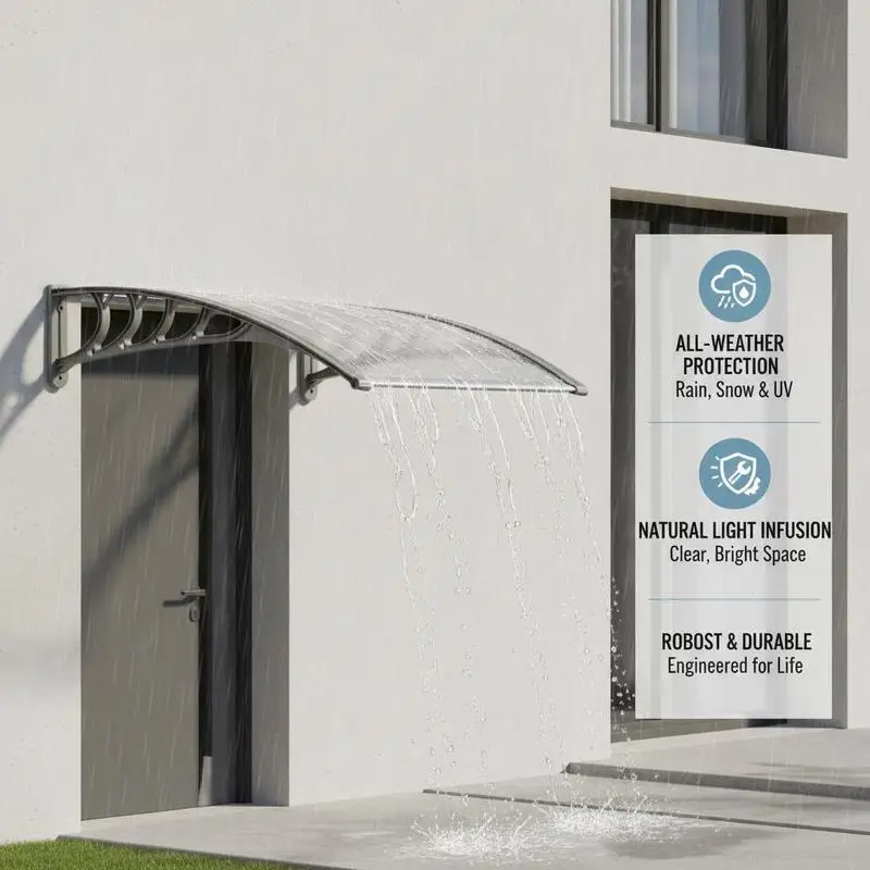 

40*38in Transparent Gray Support Frame for Awnings, Plastic Frame, Polycarbonate Sheet, Front and Rear Aluminum Strips