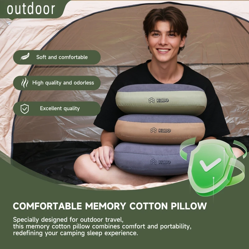 

Pillow Memory Foam Ergonomic Neck Support for Camping Travel Outdoor Sleeping with Carry Bag Portable Slow Rebound
