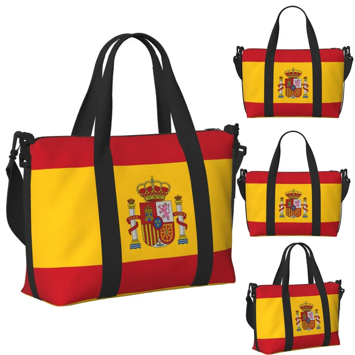 

Custom Spanish Flag Beach Travel Bag Large Capacity Tote Bags for Gym Yoga Women Shopping Duffle Shoulder Bag