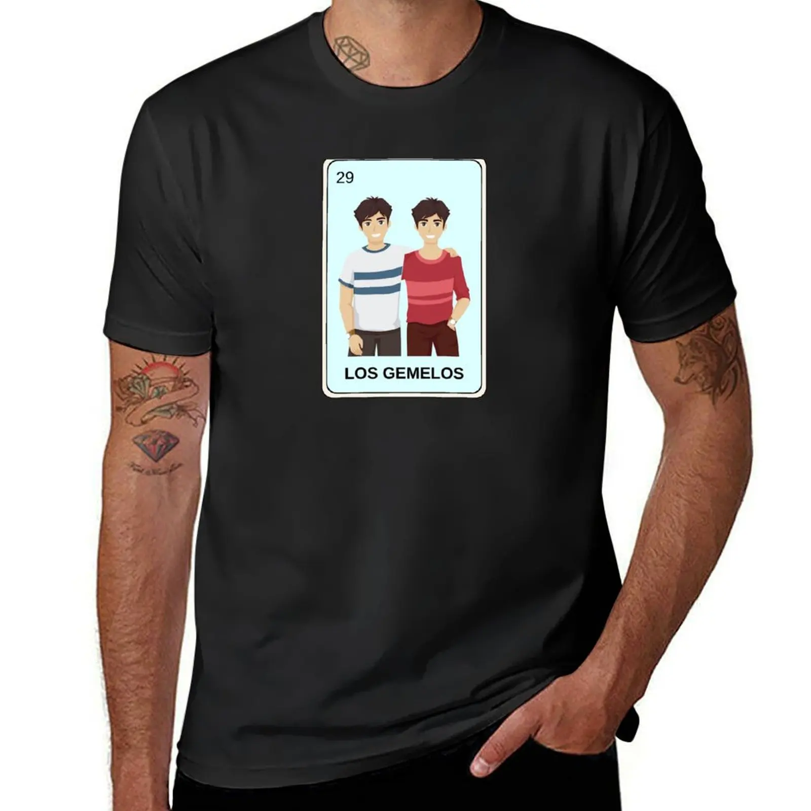 Mexikanische Lotterie los gemelos Familien karte T-Shirt niedliche Tops Grafiken schwarze T-Shirts für Männer