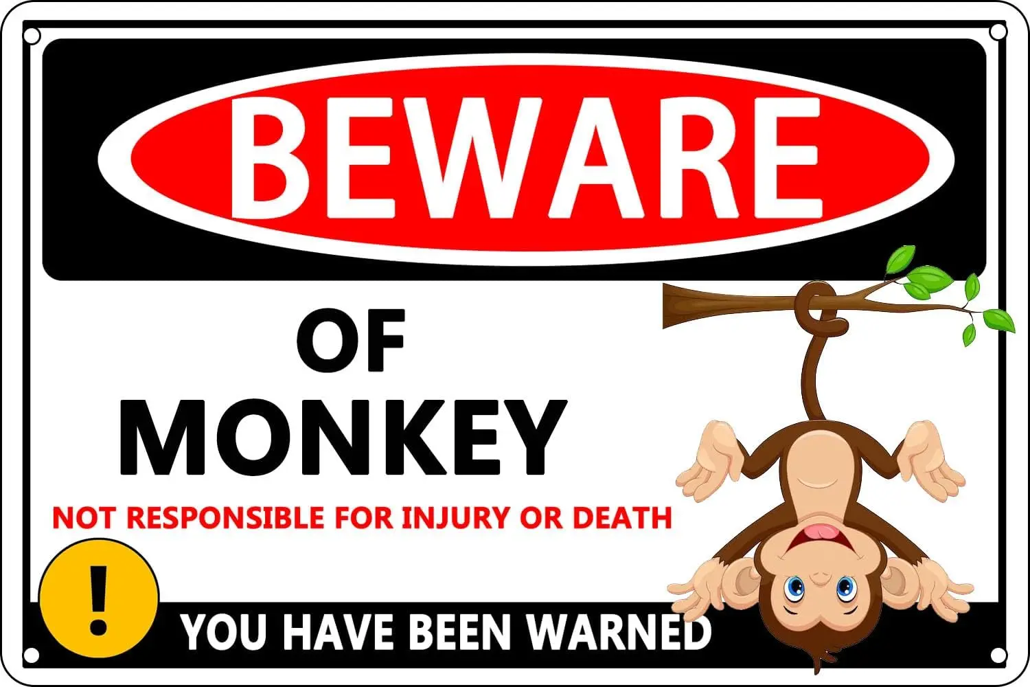 Targa In Metallo Divertente Con Avvertimento 'Beware Of Monkey' Per Recinzione Da Giardino, Decorazione Esterna, Fattoria, Giardino, Garage, Parete, Regali -Al-image