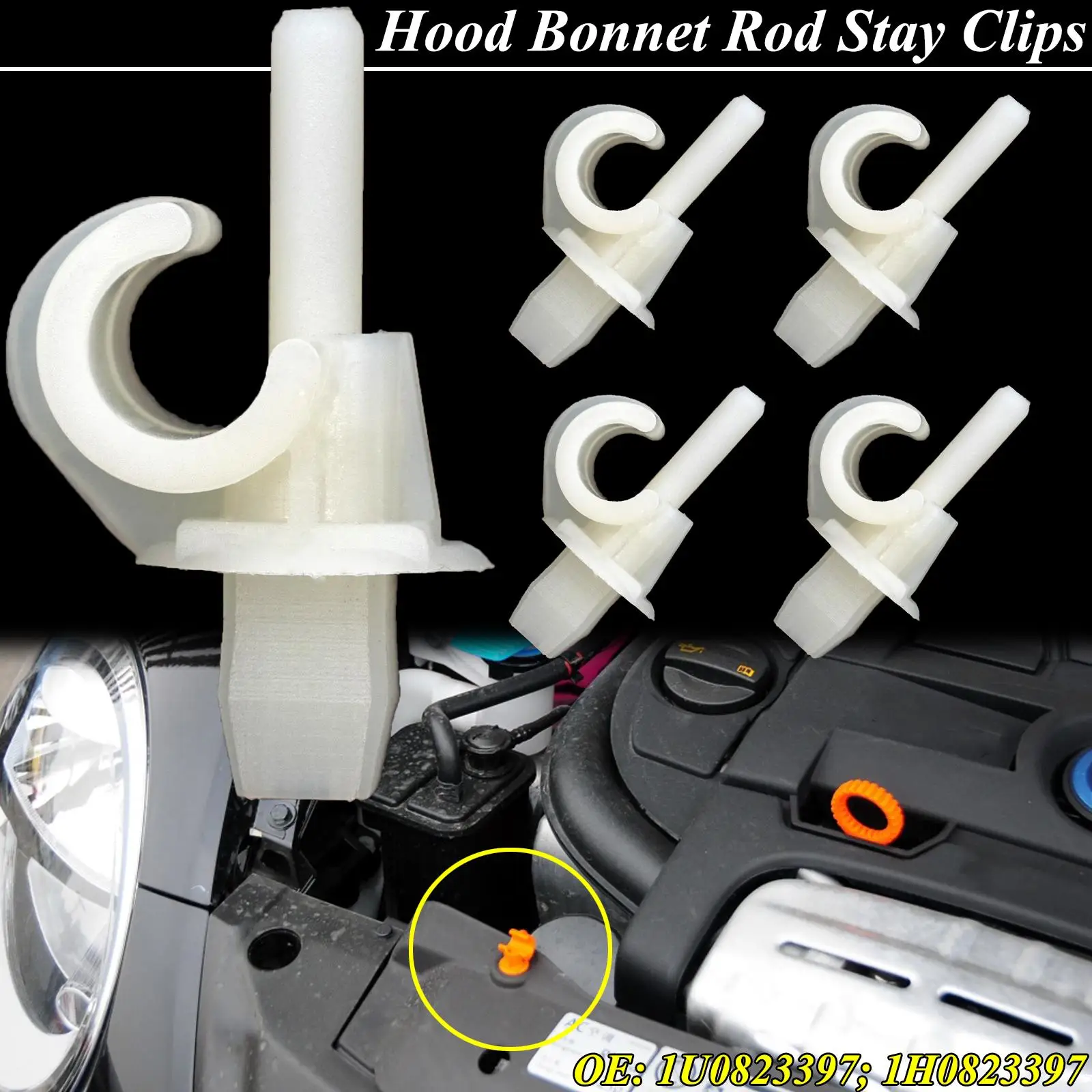 1U0823397 VAG  5x Für VW Golf Jetta Sharan Käfer Polo Crafter Passat Haube Motorhaube Stange Unterstützung Prop Clip Clamp 1U 0823397   Halterung für Autobefestigungen