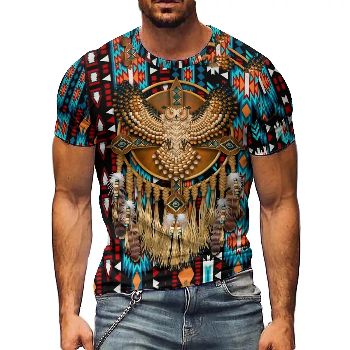 

2027 New Men's 3D Printed Short Sleeve T-Shirt - Beach Travel Pullover, All-Over Print