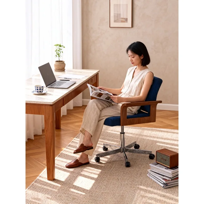 Boss chair antique solid wood office rotating study desk computer chair backrest single sofa chair