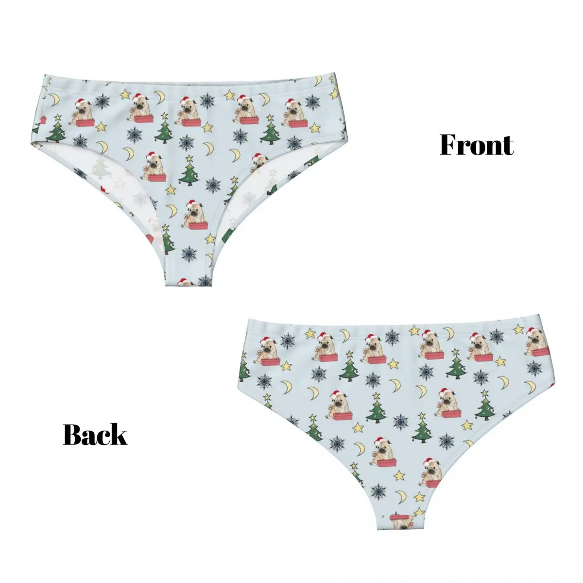 Custom French Bulldog Christmas Wallpaper Brief Panties Women Comfort Stretch Underwear