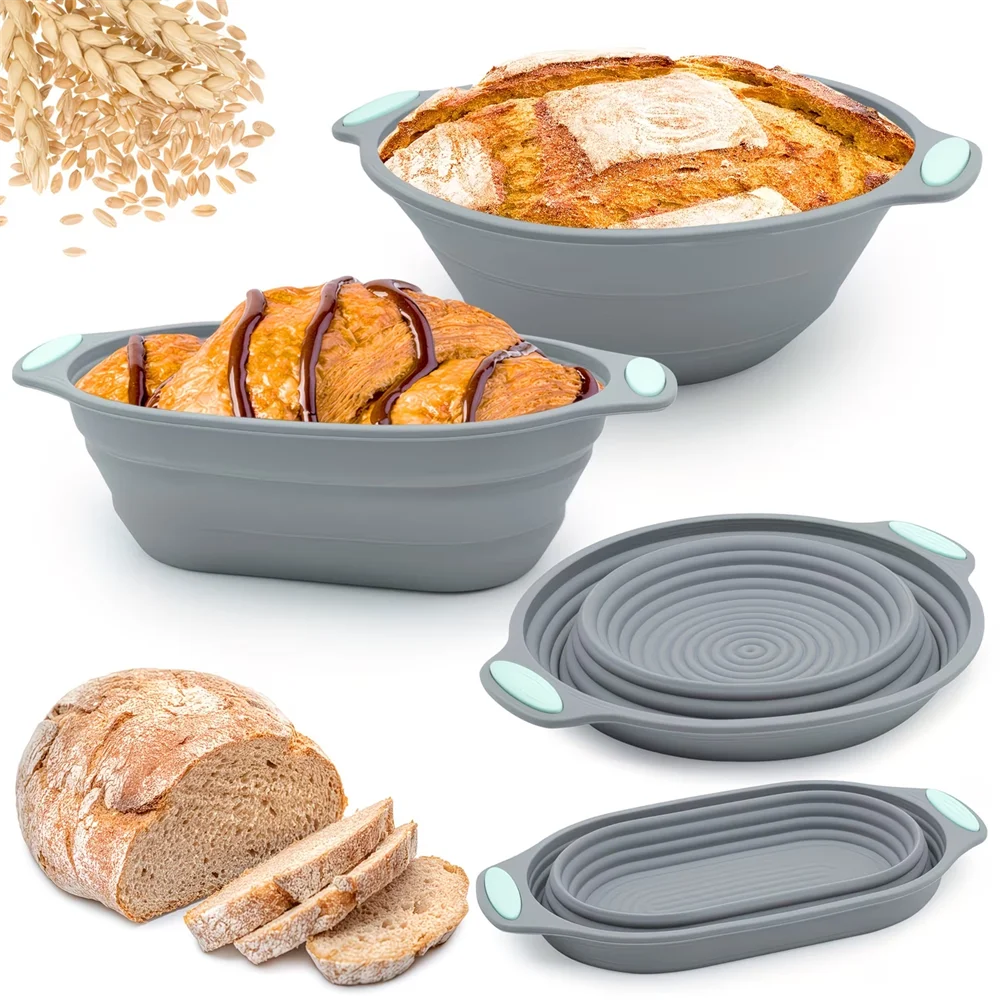 Silicone Bread Fermentation Basket, Foldable And Easy to Clean,Home Oven Baking Dough Fermentation Bowl, Fermented Bread Basket