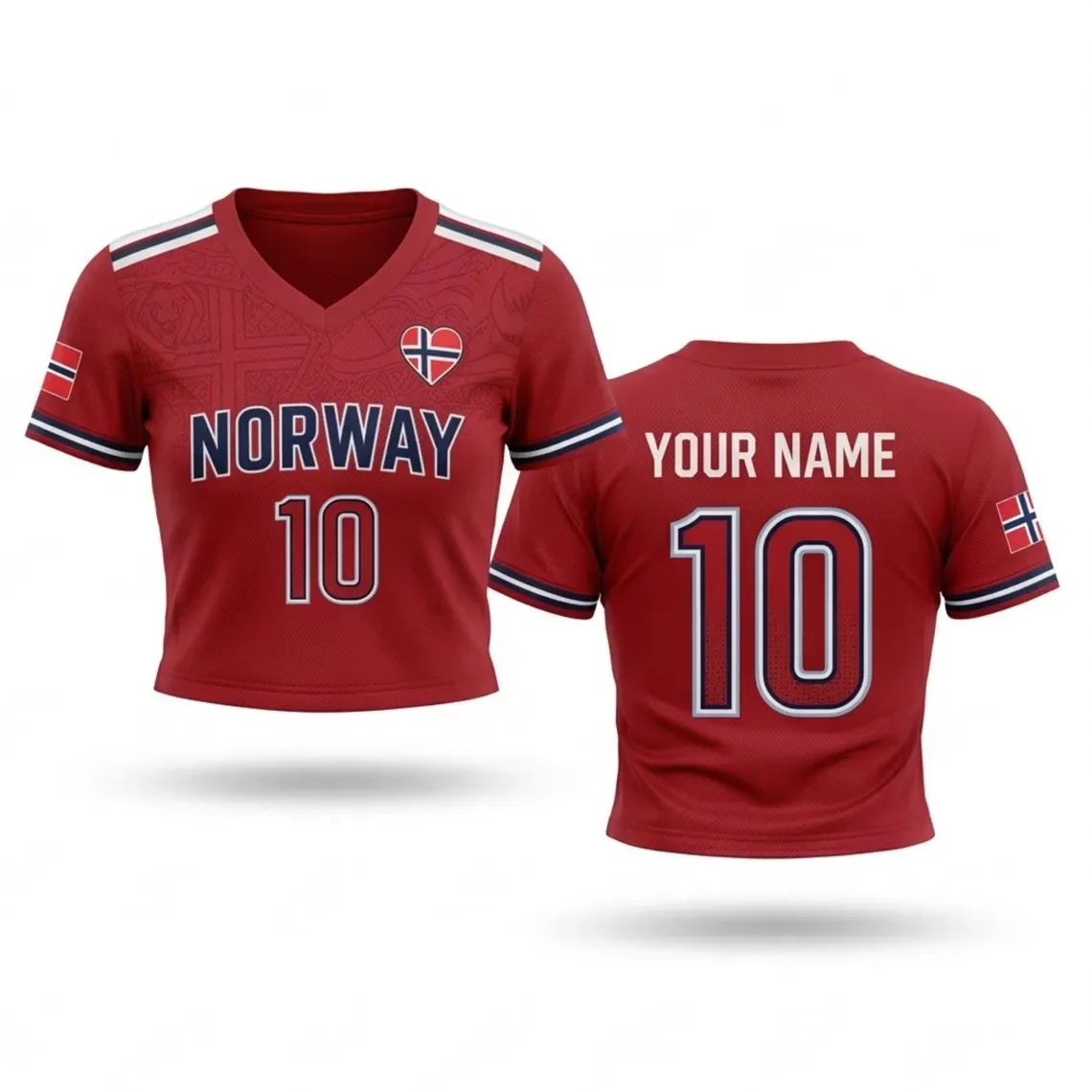 Norway Women's Crop Top Baseball Jersey Mesh Crop Top, Women's Polo Shirt Set, Country Flag Fan Outfit for Game Day Supporters