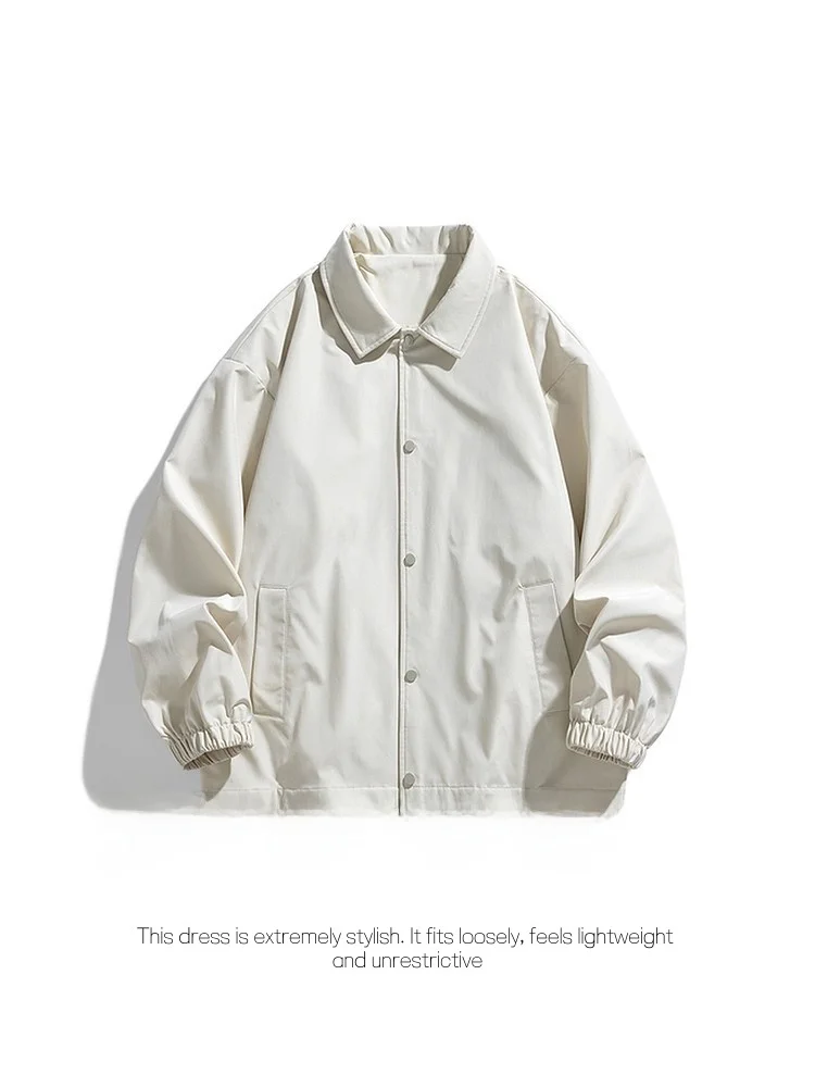 

TUCANO Men's Loose Fit Pure Color Flip Collar Jaet Faionable Brand Casual Outerwear Japanese Sle Polyester Fiber