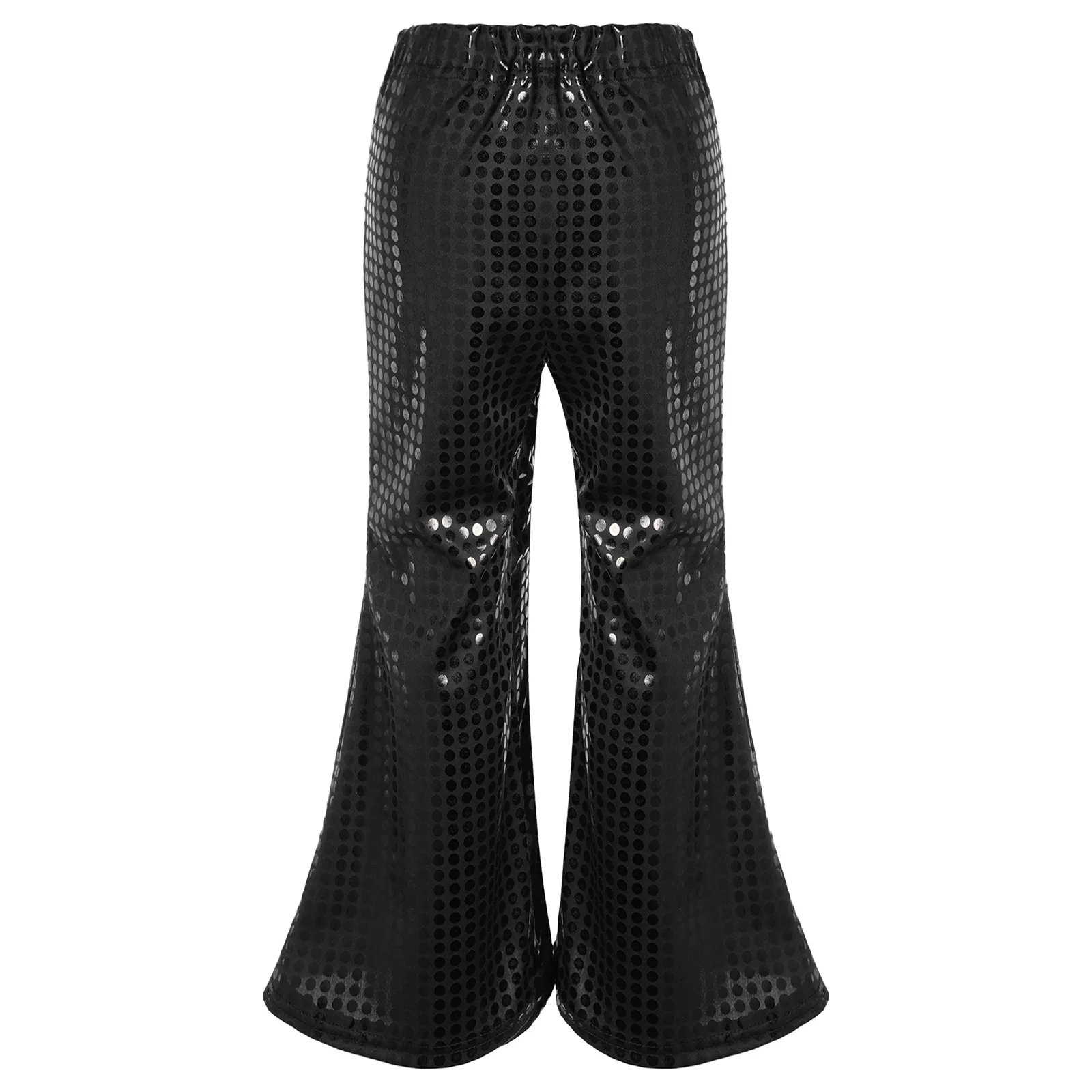 Kids Girls Boys Shiny Sequins Ballroom Dance Flare Pants Hip Hop Jazz Disco Bell Bottoms Trousers Streetwear Performance Costume