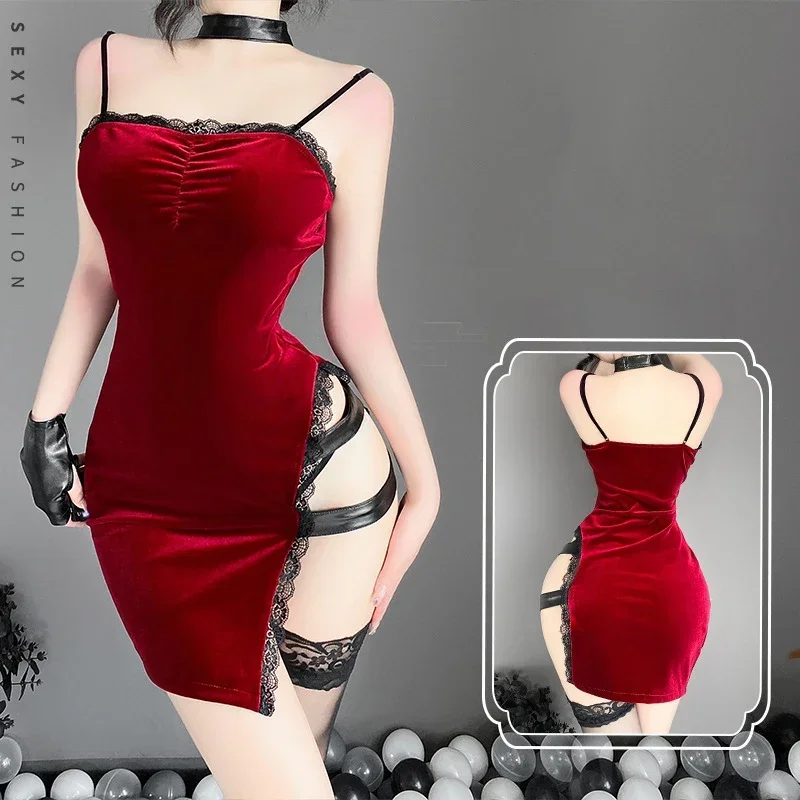 Film Geheimdienst ada Wong Cosplay Kleid Uniform Halloween Weihnachten Frauen rote Spitze Cheong sam Dessous Anzug Cosplay Kostüm