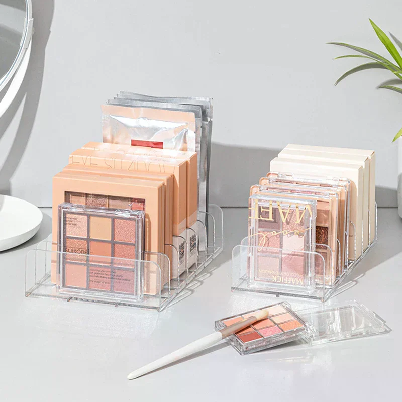 Makeup Organizer Desktop Multi-cell Display Box Makeup Blush Cosmetics Shelf 7-compartment Plastic Eye Shadow Tray Storage Box