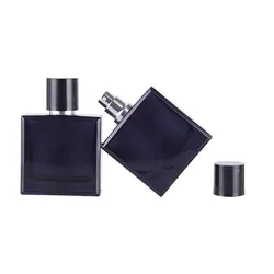 30ml 50ml Dark Blue Flat Square Glass Spray Perfume Bottle Spray Pump Atomizer Empty Refillable Bottle Travel Cosmetic Container