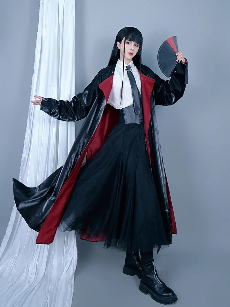 Chinese Traditional Costume Hanfu Tang System Round Neck Robe Chinese Style Couple Style Red and Black Windbreaker Coat Gifts