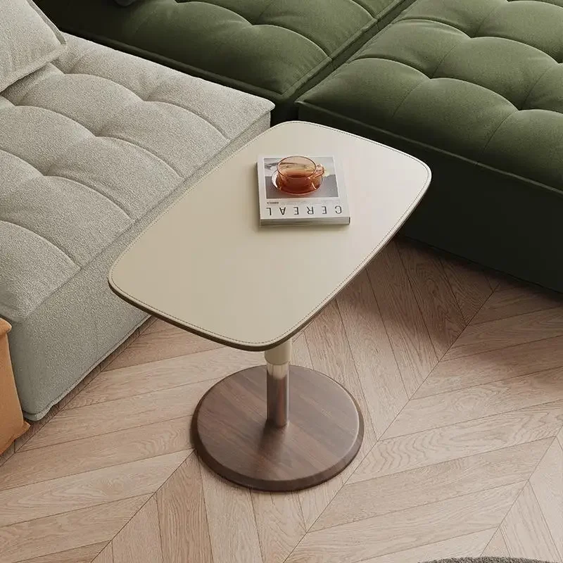Italian minimalist can be moved side  wabi sandy wind simple light  trolley saddle leather sofa side  small coff