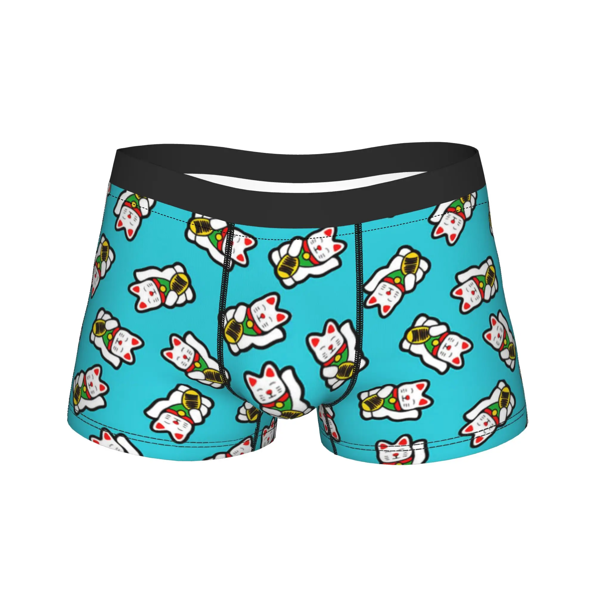 

Lucky Cat Underwear Men Panties Custom DIY Funny Trunk Trenky Boxer Brief Big Size