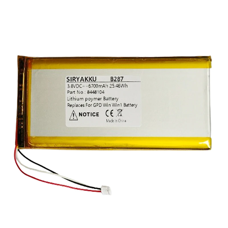 Baterai li-polimer 8448104 3.8V 6700mAh isi ulang untuk GPD win win1 untuk komputer Tablet GPD Win1 3-wire