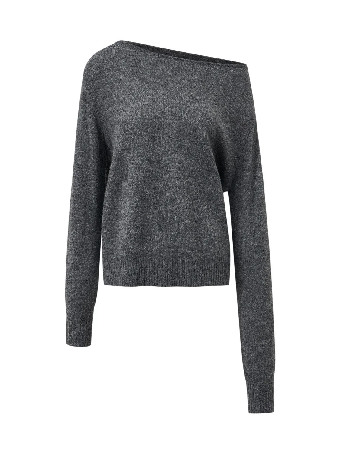 Ladies Casual Style Knitted Shoulder Bared Long Sleeve Loose Fit Soft Comfortable Sweater Top Elegant Gentle Slouchy Shoulder