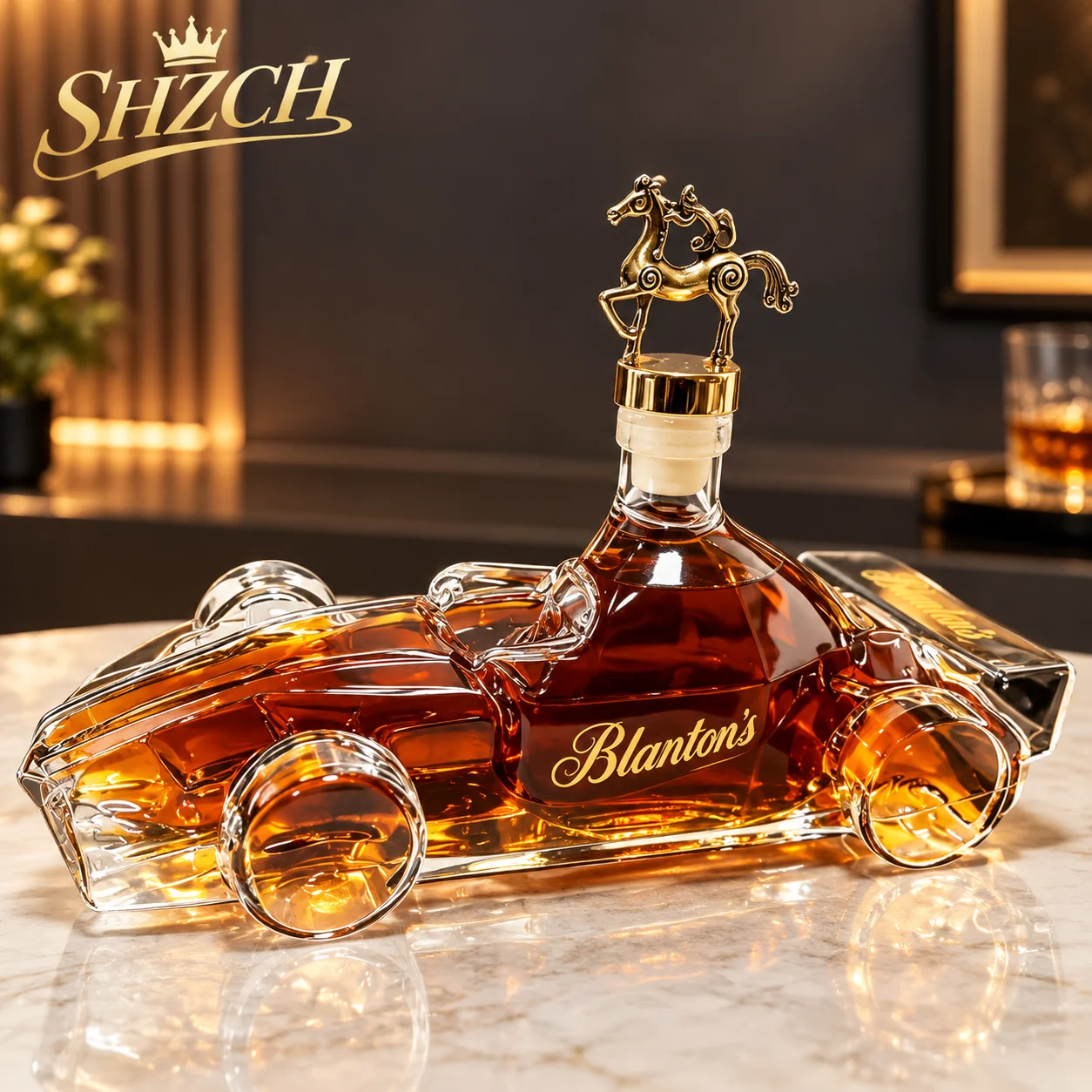 Yang-Interesting racing car shape high borosilicate glass bottle whiskey bottle decanter ornament decorative gift