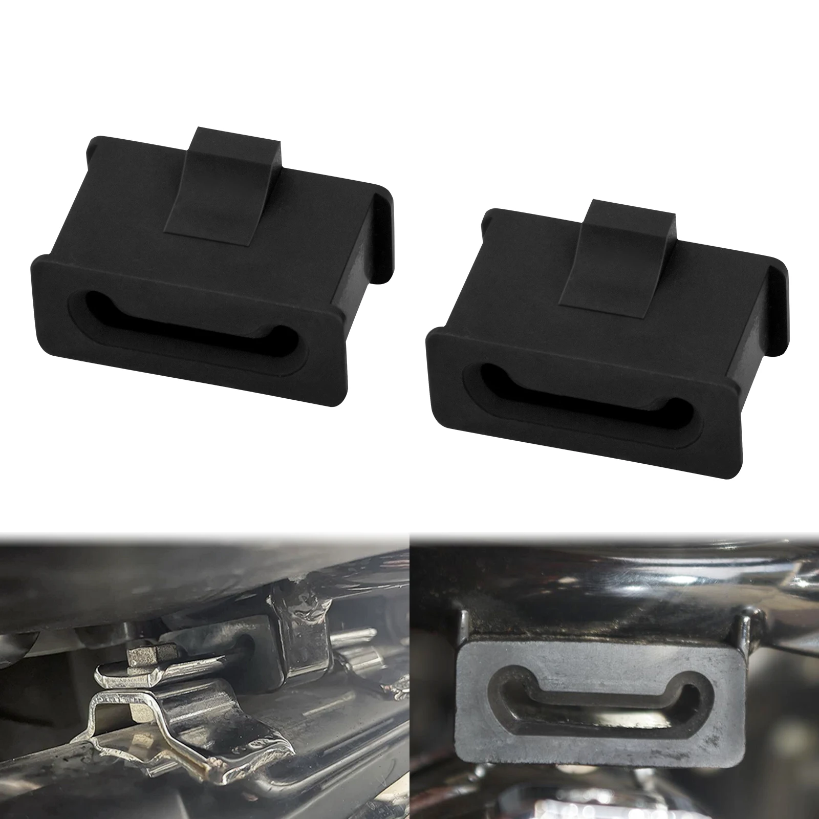 2xMotorcycle Black Rubber Exhaust Muffler Mounts Muffler Bushing Support For Harley Touring Road King Electra Street Glide