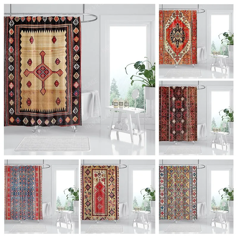 Waterproof fabric shower curtains Bathroom curtain accessories Bath curtain for shower 180x200cm 240*200 boho decoration vintage