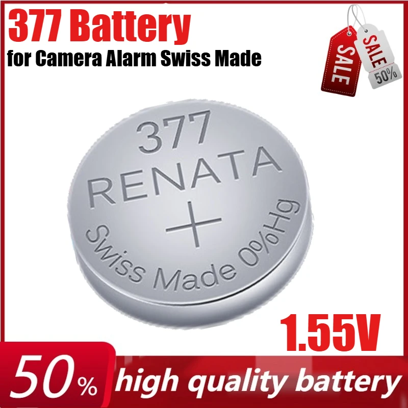 

1.55V 377 SR626SW AG4 LR626 SR66 V377 Button Cell Silver Oxide Watch Battery for Camera Alarm Swiss Made